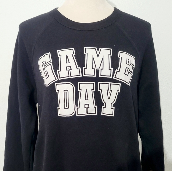 Love Bambi Black "Game Day" Sweatshirt Size Large Elbow Patch Football Sequin - Picture 3 of 10